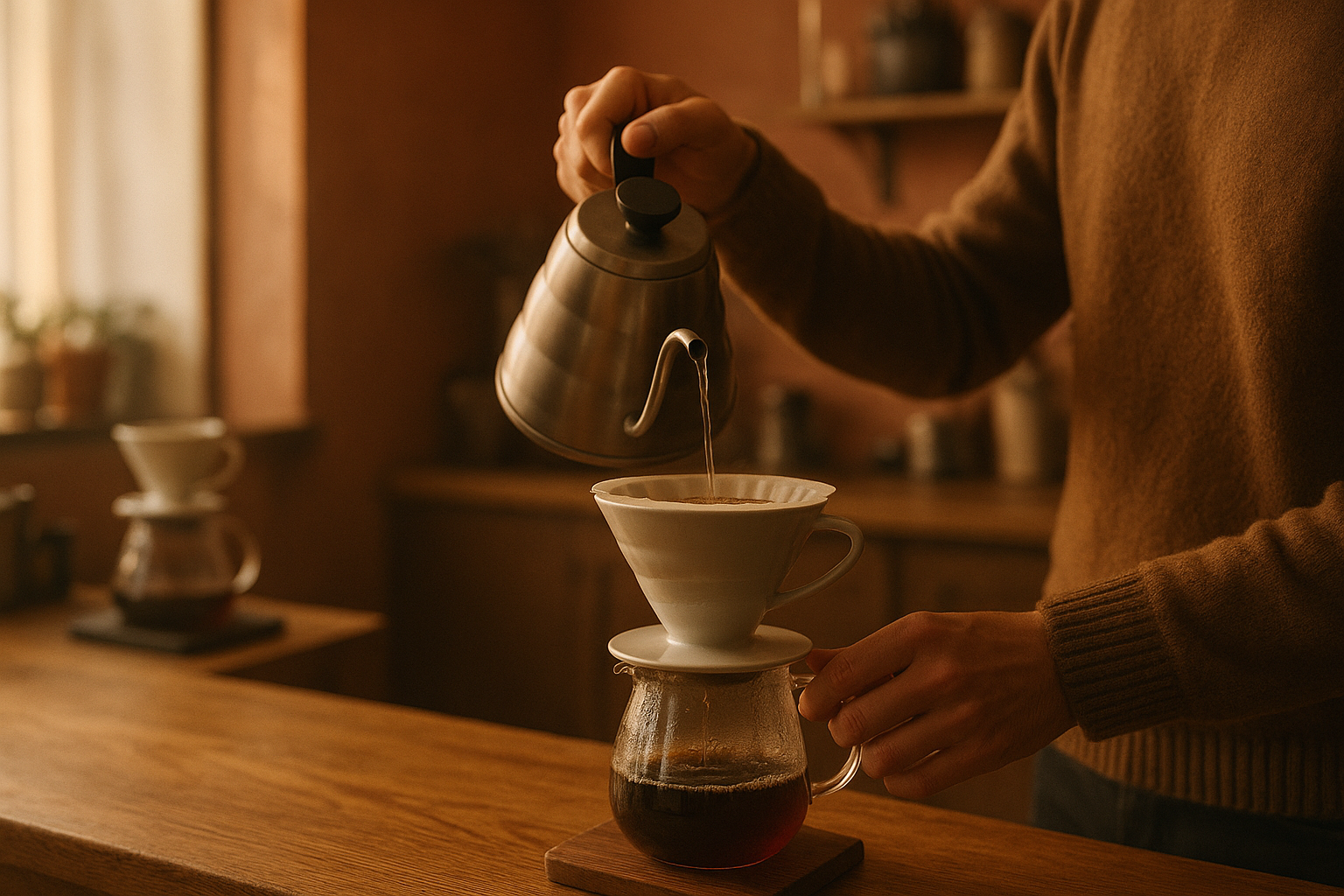 Barista preparando café de especialidad en la barra de Tueste Norte